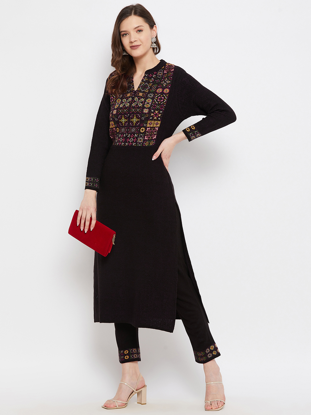 Multicolor A-Line Knitted Kurti With Plain Pajami at Rs 350 in Ludhiana