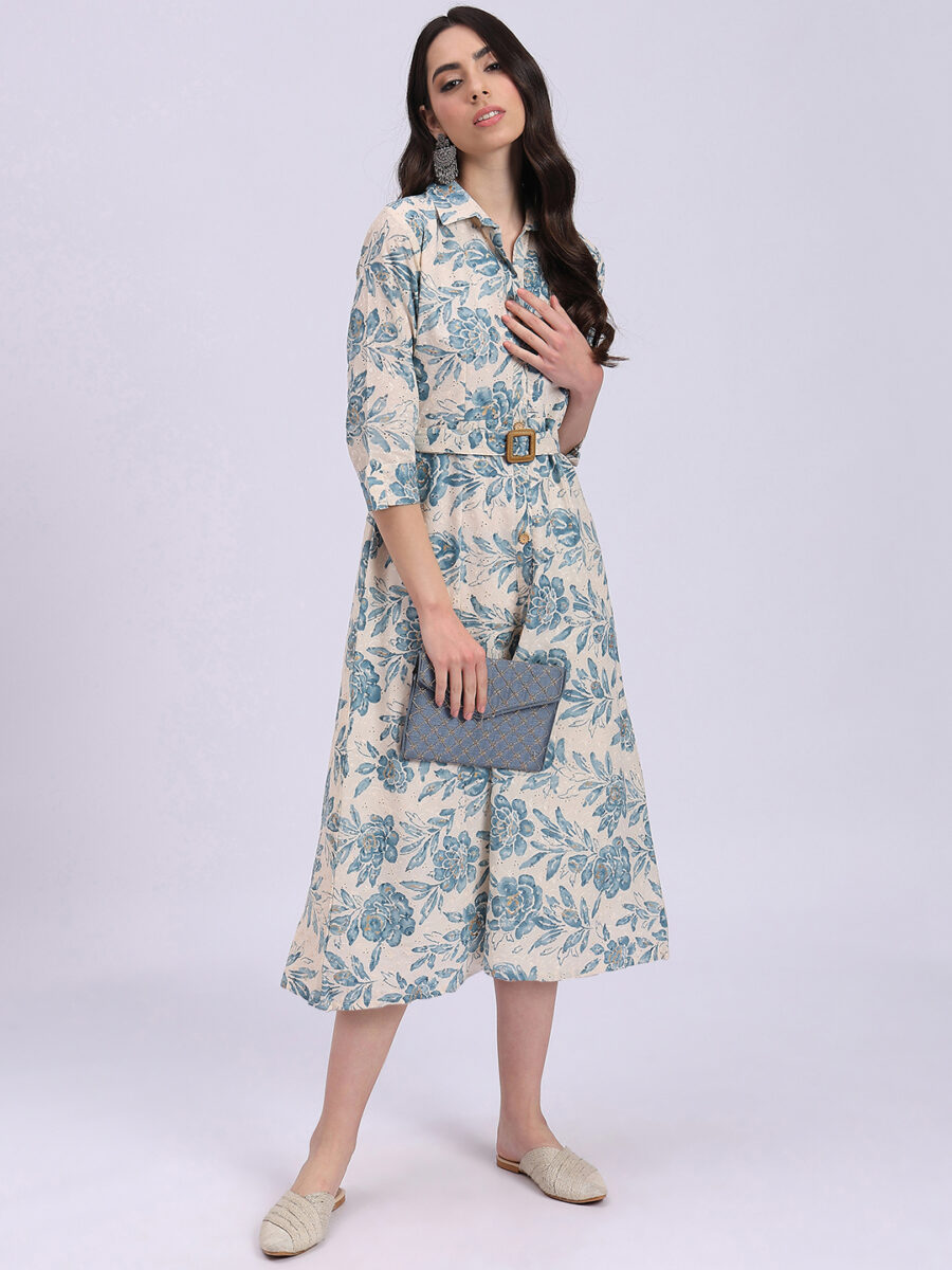 Blue Floral Schifli Tunic Dress Knitstudio