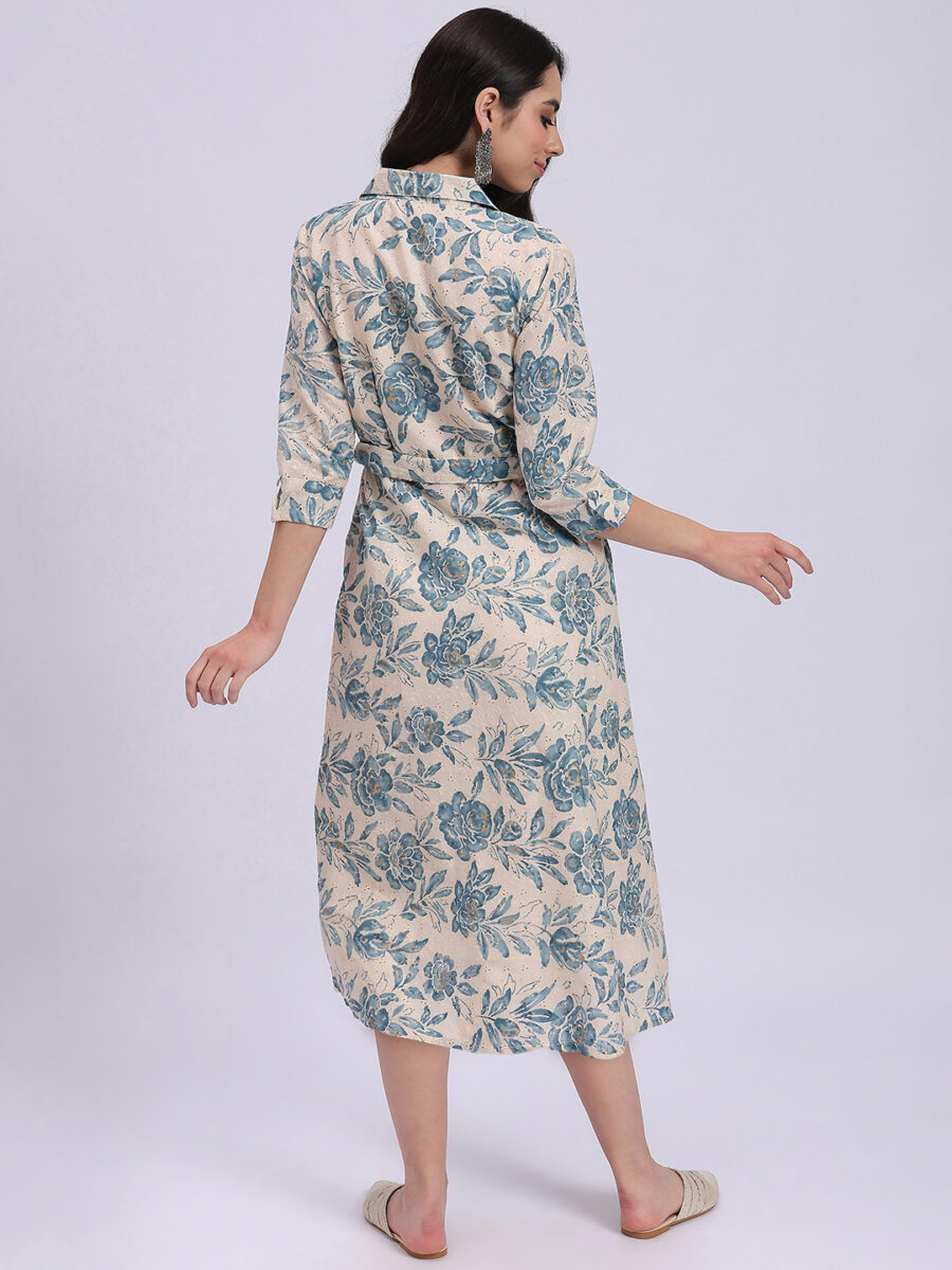 Blue Floral Schifli Tunic Dress Knitstudio